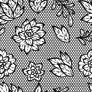 Lace pattern with flowers. Embroidery handmade - vector clip art