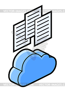 Значок облака и бумаги в изометрии. Хранение - векторное изображение клипарта
