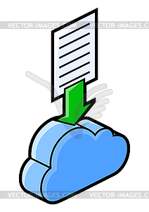 Значок облака и бумаги в изометрии. Загрузка - клипарт в векторном виде