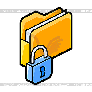 Folder lock icon in isometry. Image for website, - vector clipart