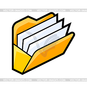 Open folder for paper icon in isometry. Image for - vector image