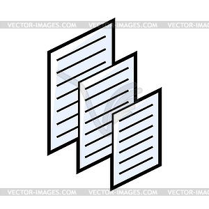 Sheets of paper icon in isometry. Image for website - vector clip art