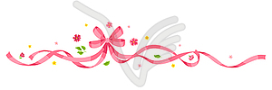 Ribbon with bow and flowers. Beautiful decorative - vector clipart
