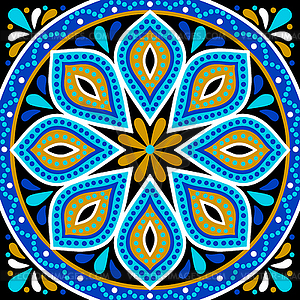 Moroccan ceramic tile pattern. Mediterranean - color vector clipart