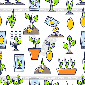 Planting seeds and growing pattern. Agricultural, - vector clipart