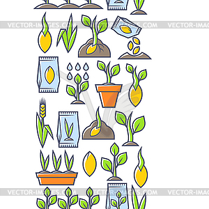 Planting seeds and growing pattern. Agricultural, - vector clip art