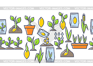 Planting seeds and growing pattern. Agricultural, - vector clipart / vector image