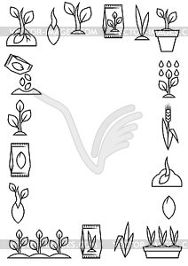 Planting seeds and growing frame. Agricultural, - vector clipart