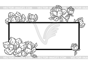Рамка с цветами магнолии. Красивая декоративная - стоковый клипарт