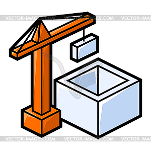 Building crane icon in isometry. Construction - vector image