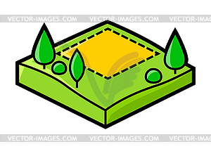 Plot of land icon in isometry style. Real estate - vector clipart