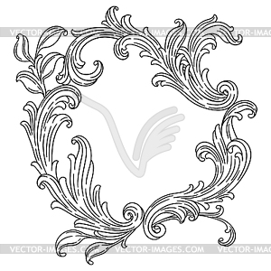 Floral frame in baroque style. Decorative curling - vector image