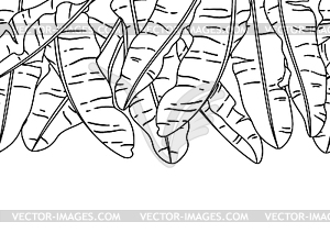 Pattern with banana palm leaves. Decorative tropica - vector clip art