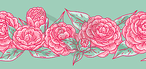 Pattern with camellia flowers. Beautiful - vector clipart