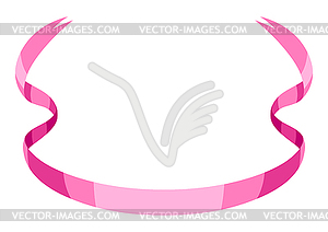 Curly pink ribbon. Beautiful decorative elegant tape - vector image