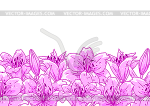 Pattern with lilies flowers. Beautiful decorative - vector image