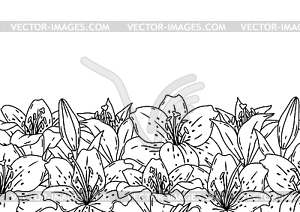 Pattern with lilies flowers. Beautiful decorative - vector image