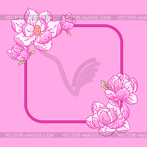 Frame with magnolia flowers. Beautiful decorative - vector image