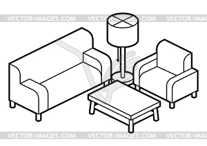Home furniture isometry . Domestic and office - vector clipart