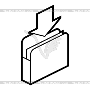 Folder for paper icon in isometry. Uploading - vector image