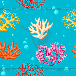 Морские кораллы. Аквариум с морскими обитателями и водная фауна - векторный дизайн