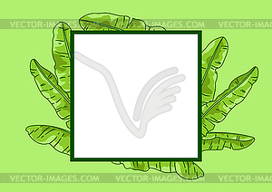 Background with banana palm leaves. Decorative - vector clipart