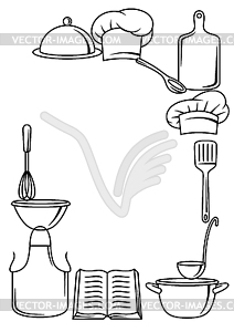 Background with kitchen utensils. Cooking tools - vector image