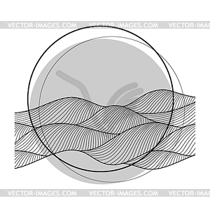 Card design with waves. Background with sea, river - vector clipart