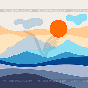 Landscape with mountains and hills. Natural scene  - vector image