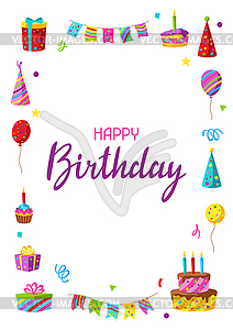 Happy Birthday greeting card. Celebration or holida - vector image