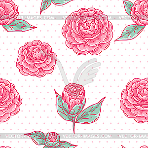 Pattern with camellia flowers. Beautiful - vector image