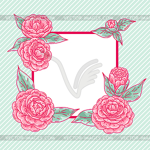Frame with camellia flowers. Beautiful decorative - vector clipart