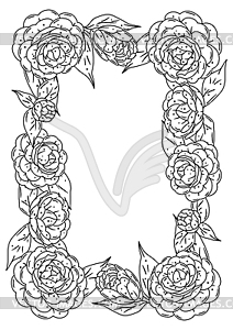 Frame with camellia flowers. Beautiful decorative - vector clipart