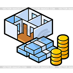 Apartment and money. Real estate in isometry style - vector image