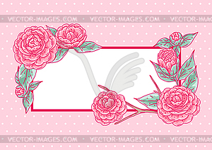 Frame with camellia flowers. Beautiful decorative - royalty-free vector image