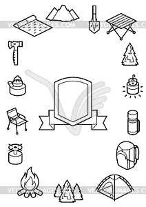 Travel camping background. Tourist equipment for - vector clipart