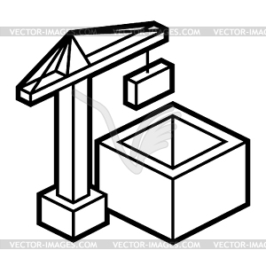 Building crane icon in isometry. Construction - vector image