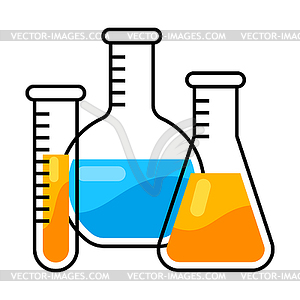 Значок пробирки. Научный предмет. Изображение медицинской концепции - векторное изображение