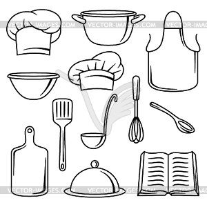 Set of kitchen utensils. Cooking tools for home - vector clipart