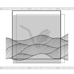 Card design with waves. Background with sea, river - vector image