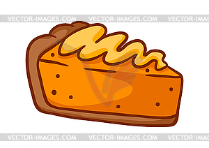 Pumpkin pie . Delicious autumn baked goods - vector clipart