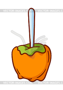 Caramel apple . Delicious autumn healthy sweets - vector clip art