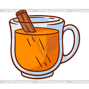 Mulled wine . Delicious autumn hot drinks - vector image