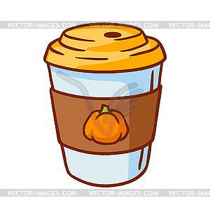 Pumpkin latte . Delicious autumn hot drinks - vector clipart