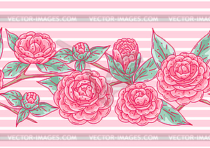 Pattern with camellia flowers. Beautiful - vector image