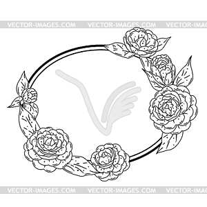 Frame with camellia flowers. Beautiful decorative - vector image