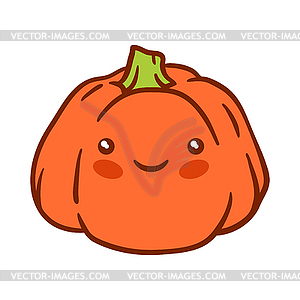 Pumpkin kawaii character. Autumn cute harvest of - vector image