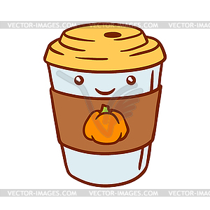 Pumpkin latte kawaii character. Delicious cute - stock vector clipart