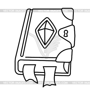 Magic book . Witchcraft alchemy mystery element - vector image