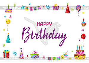 Happy Birthday greeting card. Celebration or holida - vector clip art